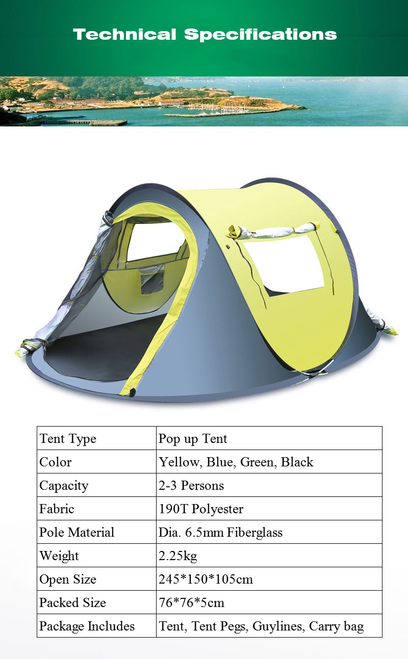 Cheap Goat Tents Camping Pop up Tent Waterproof  Fits 2 3 Persons Carry Bag Included Tents 